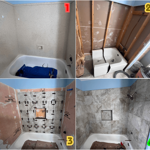 Bathroom Remodel, tiled shower and new tub