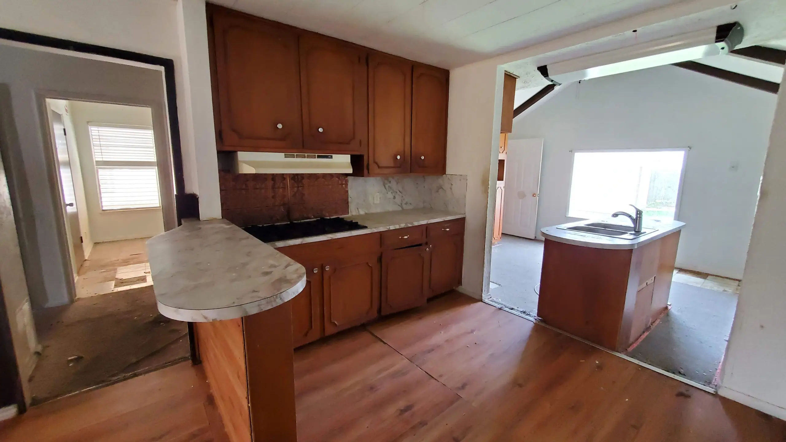 Moravian Village - kitchen before remodel and flip