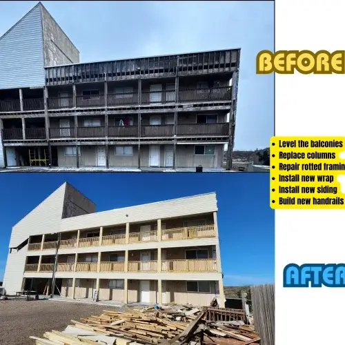 Padre Island Condo Building Repairs - framing and leveling - new siding and water proofing - phase 1